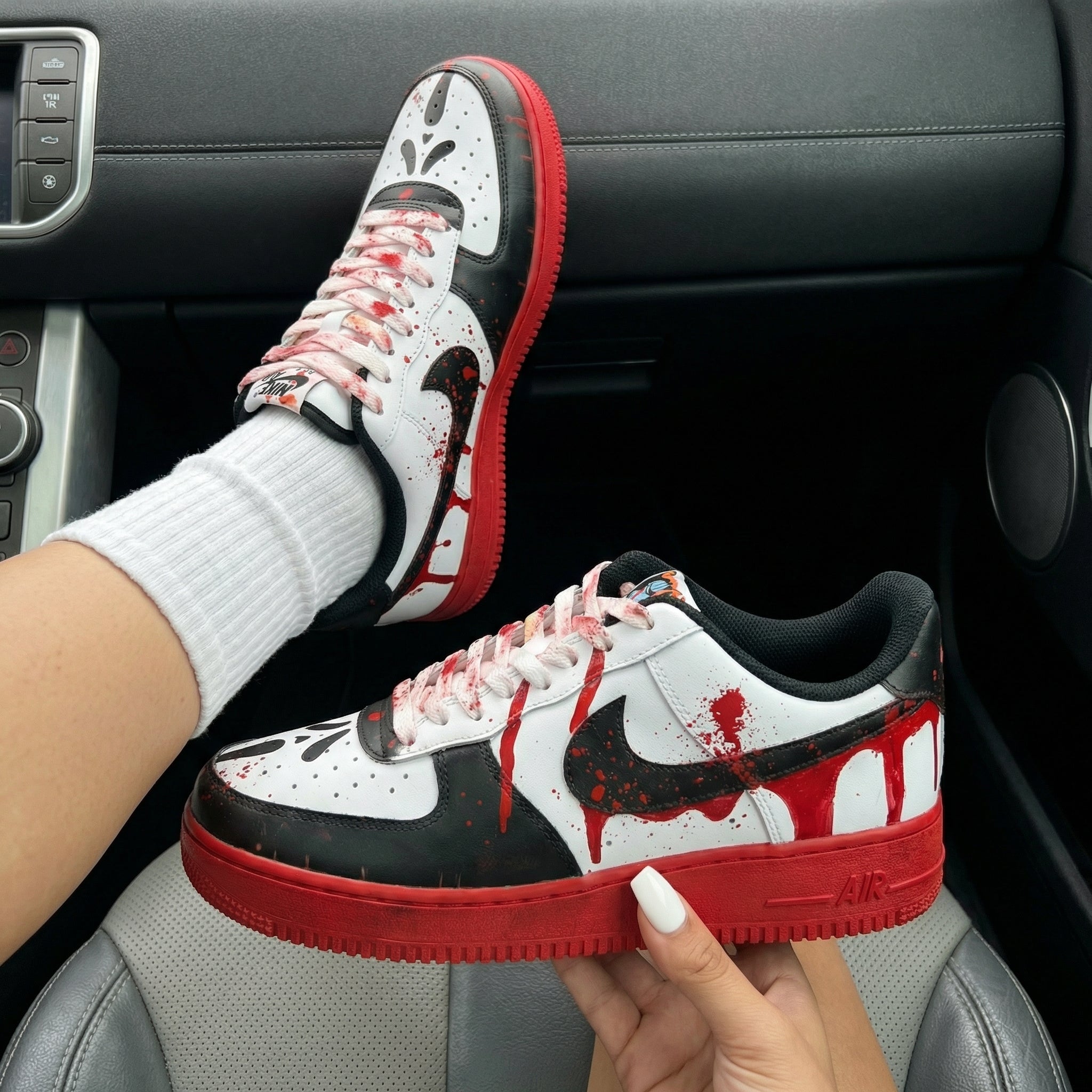 Black Red Blood Splatter Drip Custom Air Force 1-shecustomize