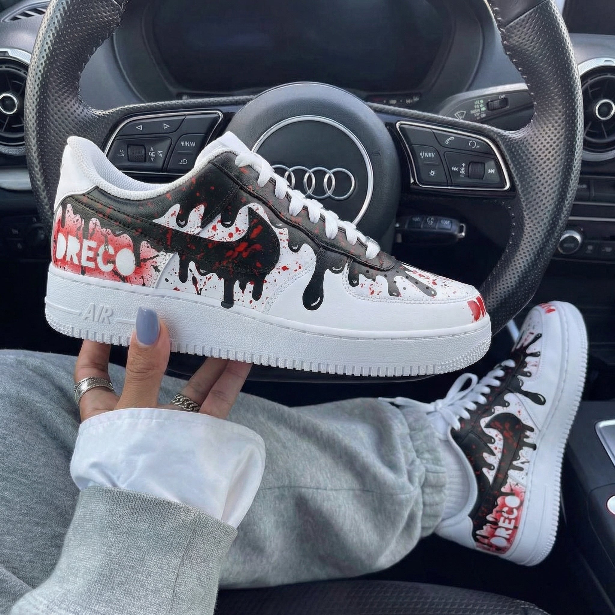 Black Red Drip Custom Air Force 1-shecustomize