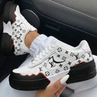 Black Red LV Logo Custom Air Force 1 Shadow-shecustomize