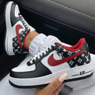 Black Red LV Pattern Custom Air Force 1-shecustomize