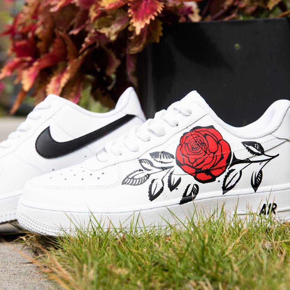 Black Red Rose Air Force 1s Custom Shoes Sneakers-shecustomize
