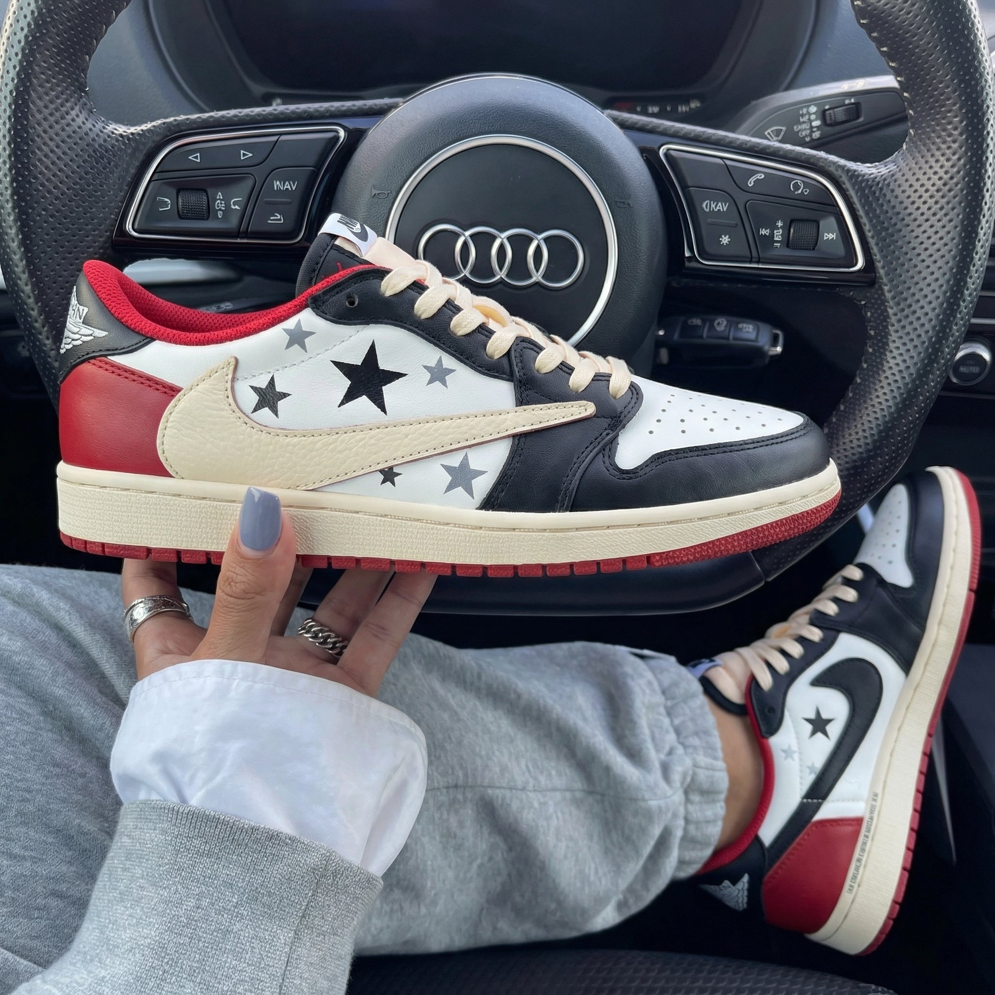 Black Red Star Custom Air Jordan 1-shecustomize