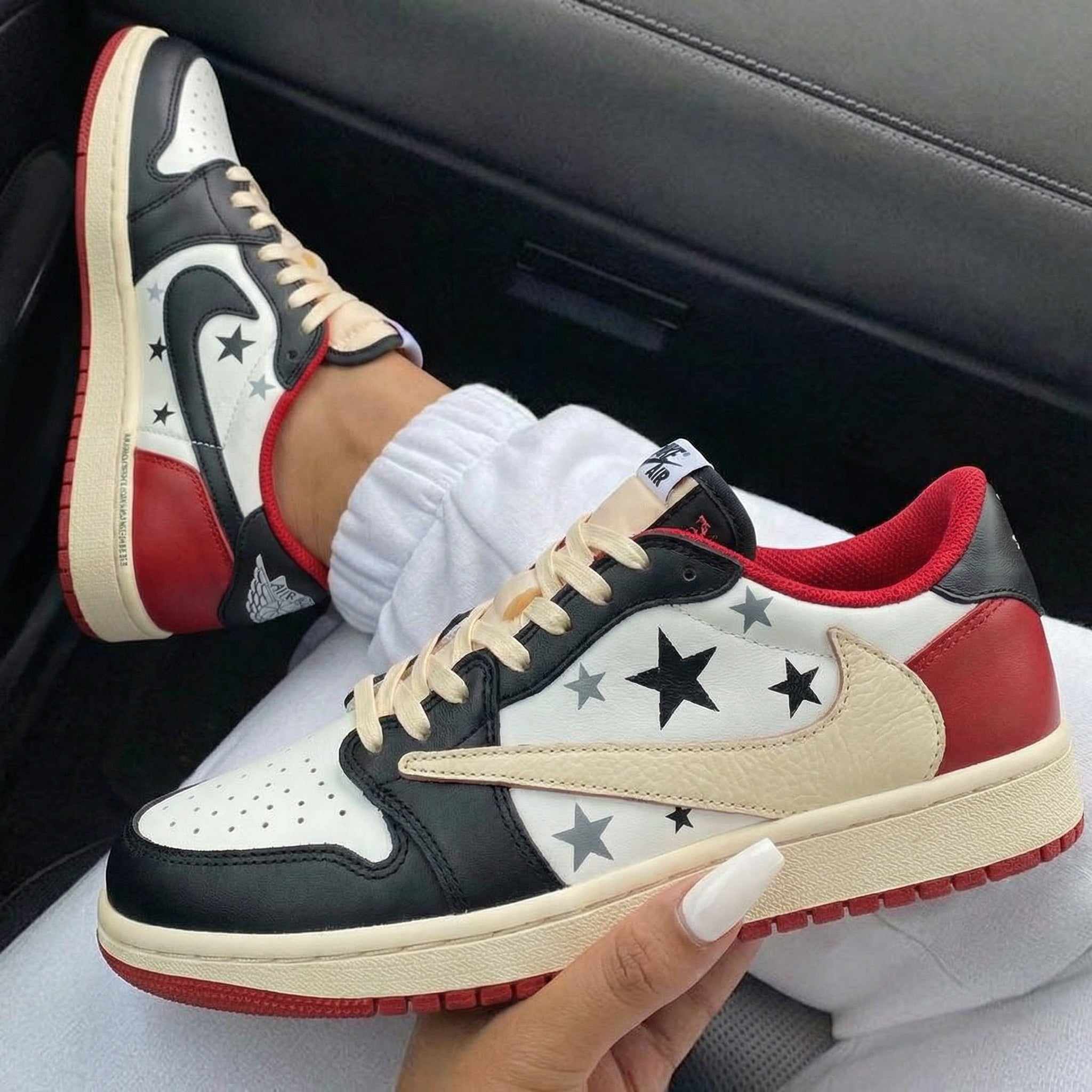 Black Red Star Custom Air Jordan 1-shecustomize