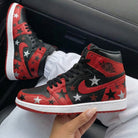 Black Red Stars Custom Air Jordan 1-shecustomize