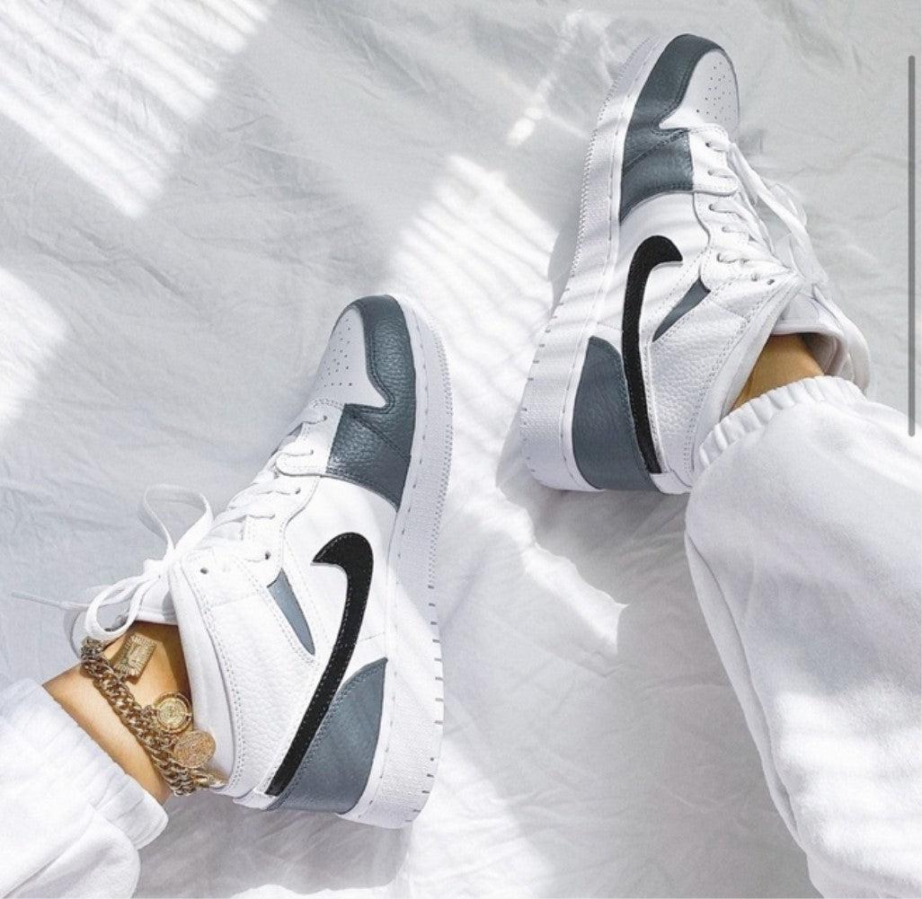 Black Swoosh Grey Custom Air Jordan 1-shecustomize