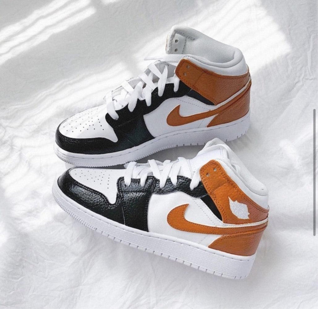 Black Swoosh Orange Custom Air Jordan 1-shecustomize