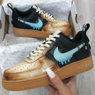 Black Tan Baby Blue Dripping Custom Air Force 1-shecustomize