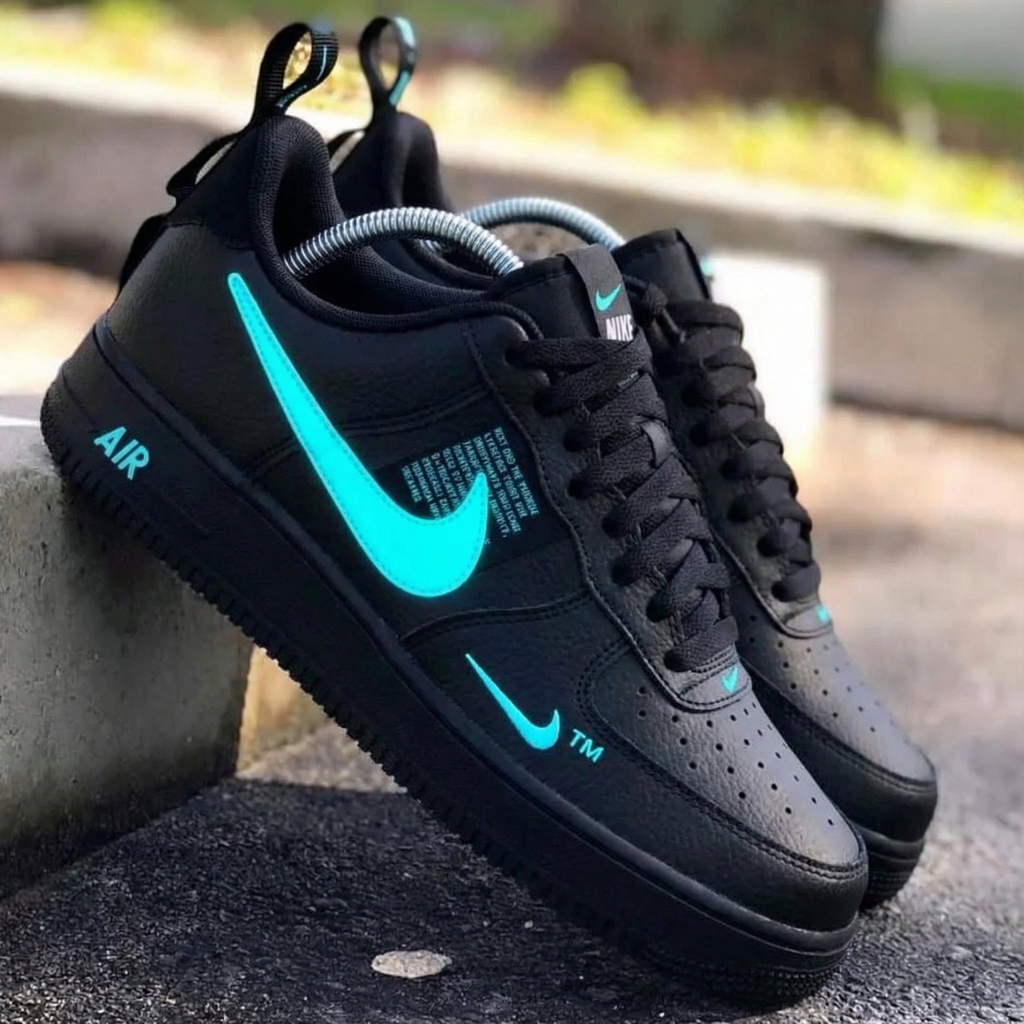 Black Teal Custom Air Force 1-shecustomize