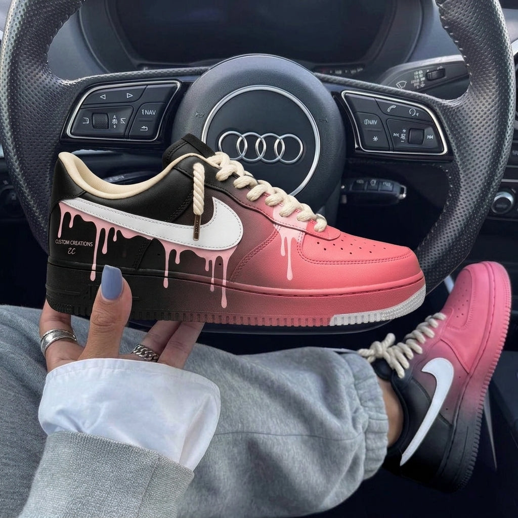Black To Pink Drip Custom Air Force 1-shecustomize
