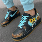 Black Turquoise Sunflower Custom Air Force 1-shecustomize