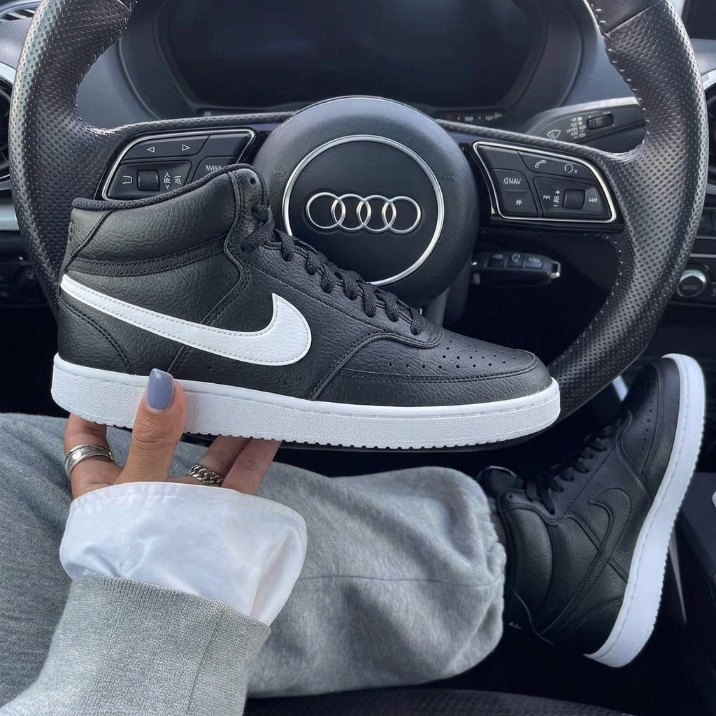 Black White Custom Nike Court Vision Mid