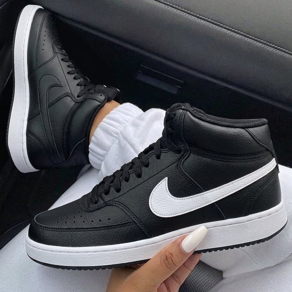 Black White Custom Nike Court Vision Mid