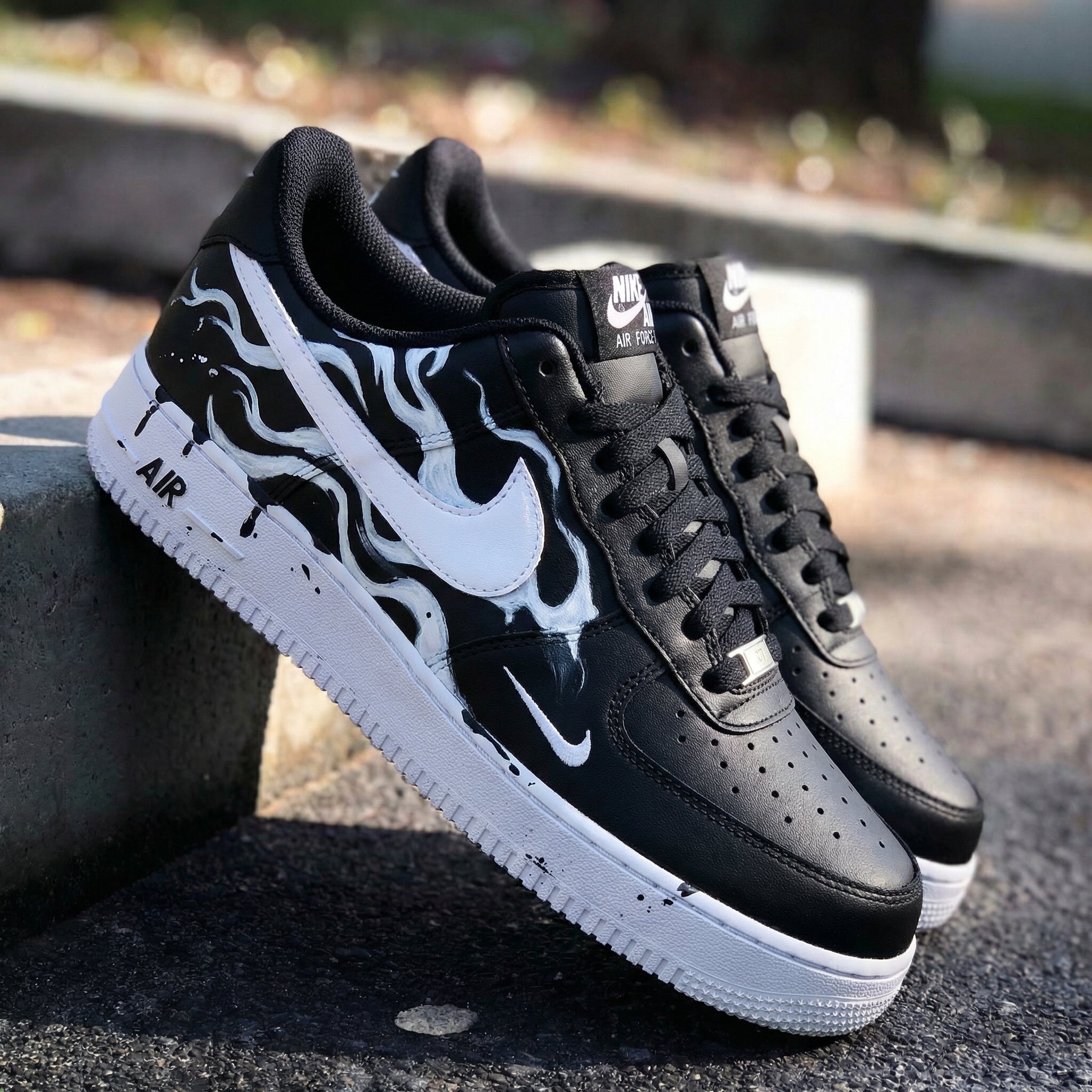 Black White Flame Custom Air Force 1-shecustomize