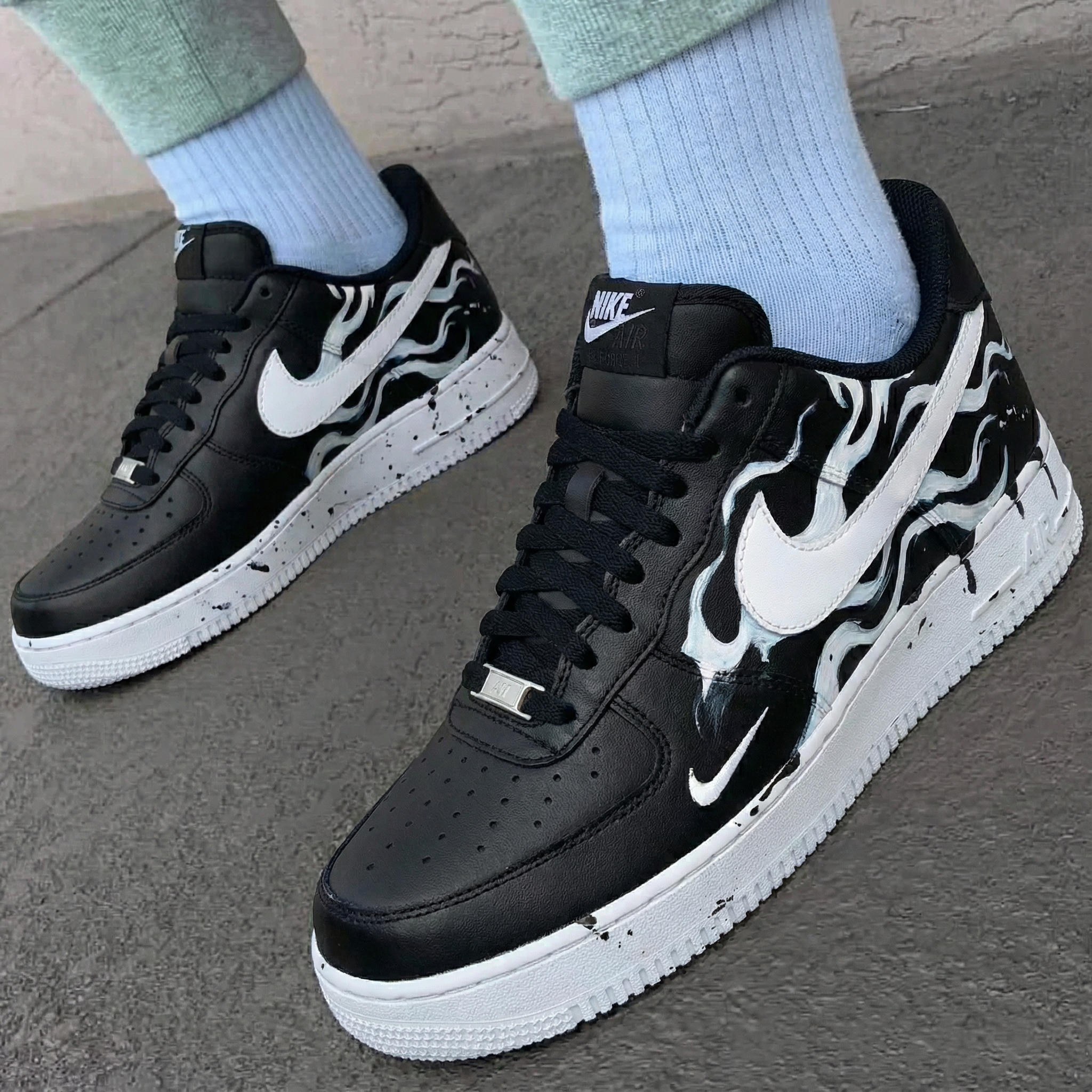 Black White Flame Custom Air Force 1-shecustomize
