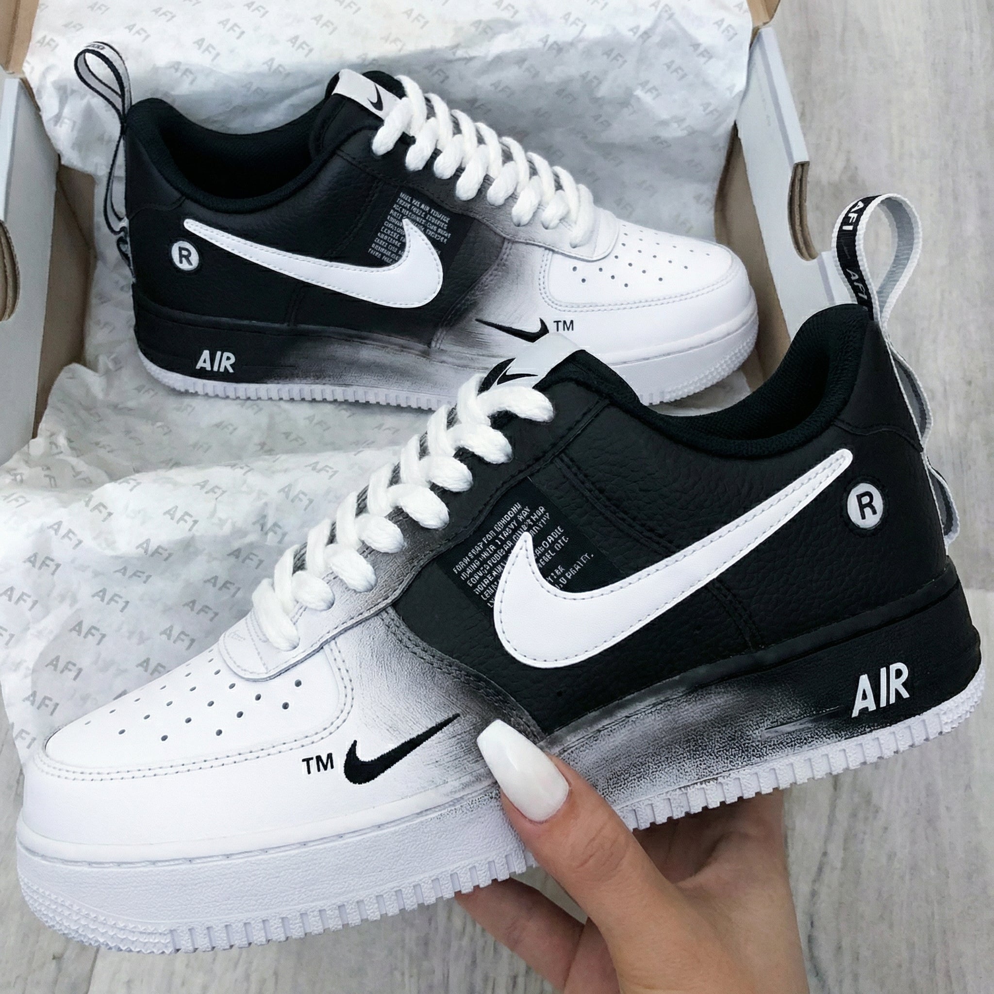 Black White Gradient Custom Air Force 1-shecustomize