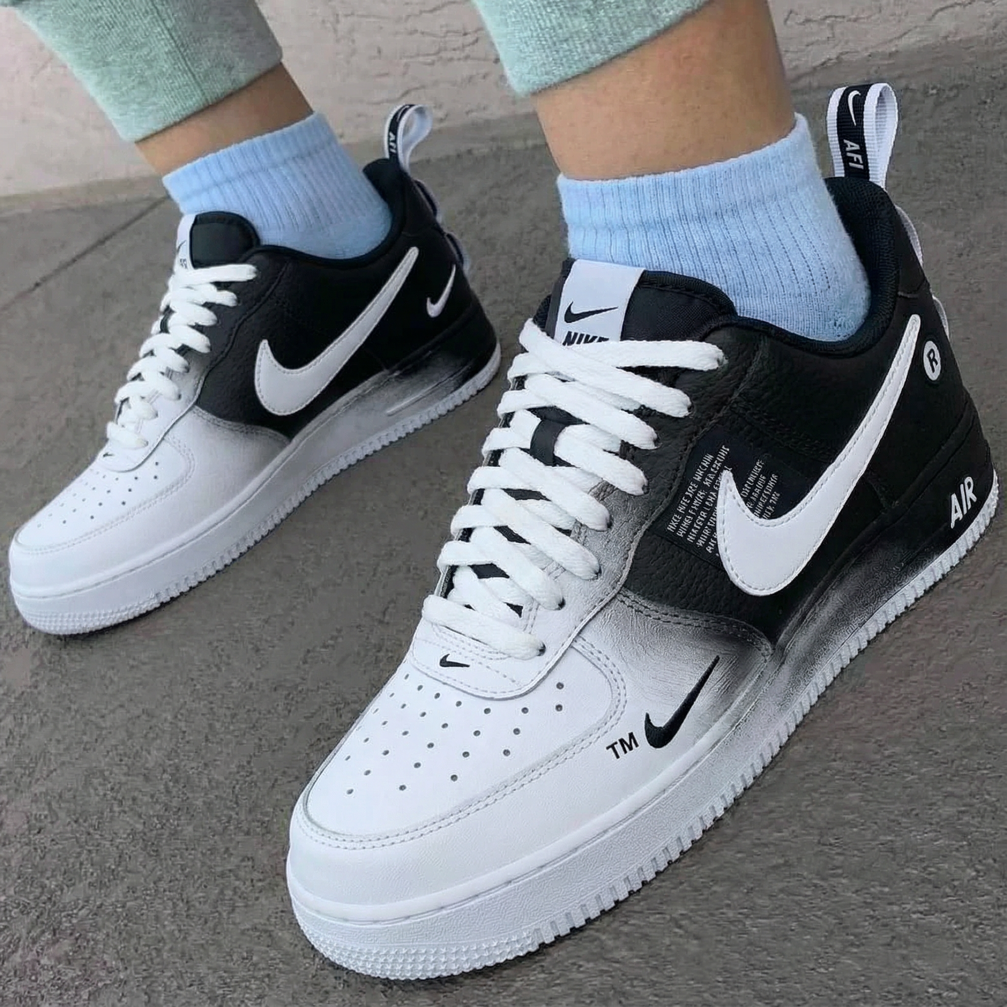 Black White Gradient Custom Air Force 1-shecustomize