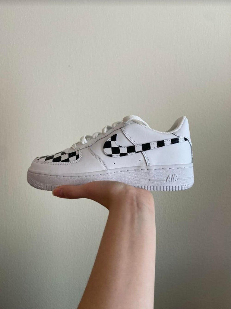 Black White Grid Custom Air Force 1-shecustomize
