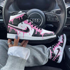 Black White Pink Drip Custom Air Jordan 1-shecustomize