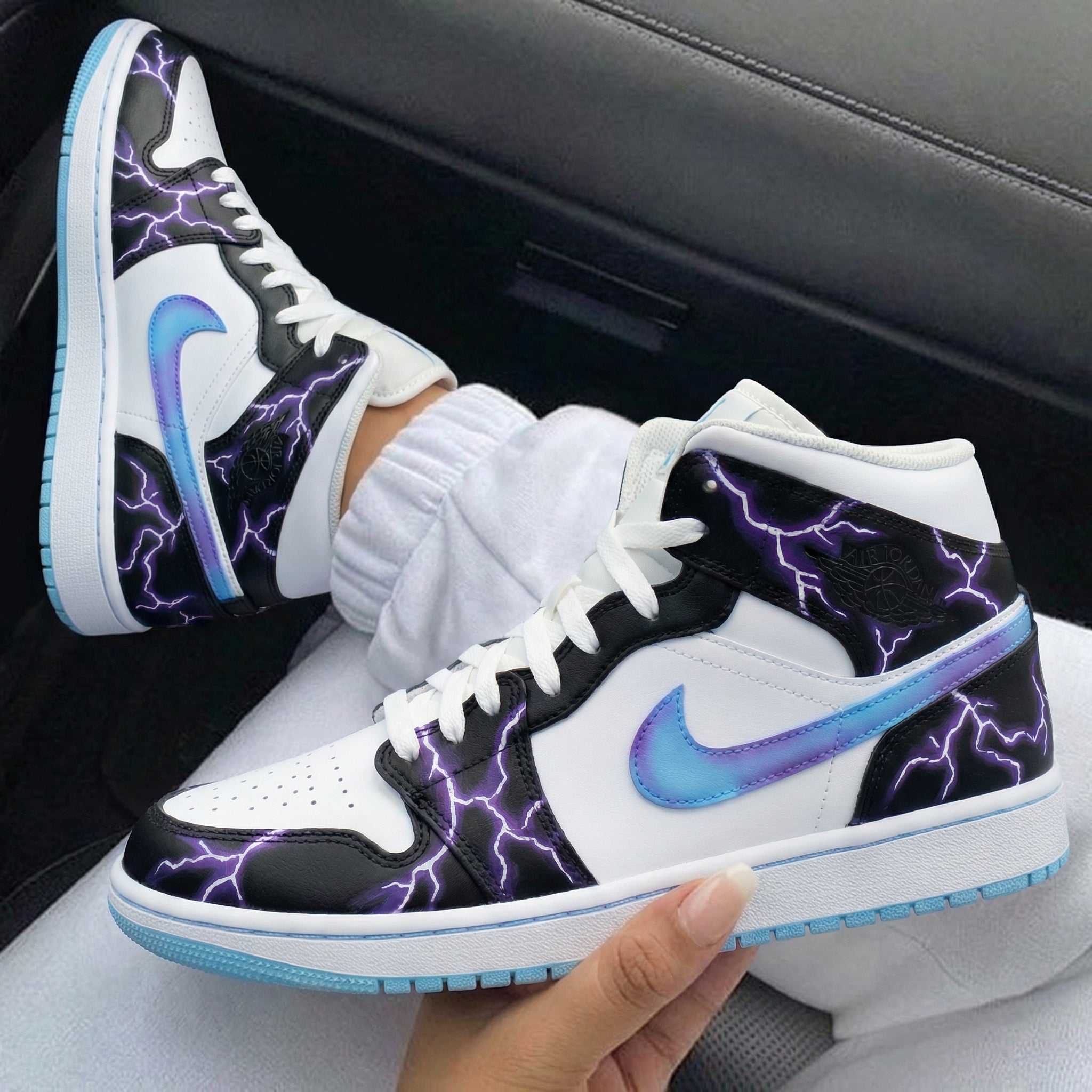 Black White Purple Lightning Custom Air Jordan 1-shecustomize