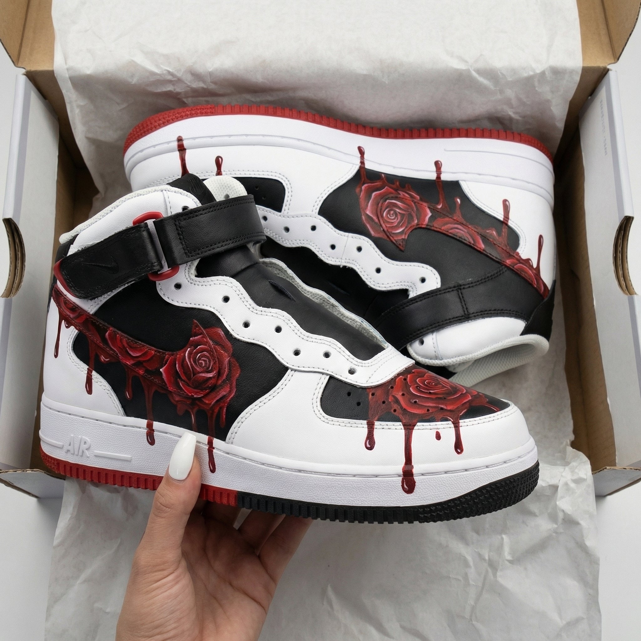 Black White Red Rose Custom Air Force 1-shecustomize