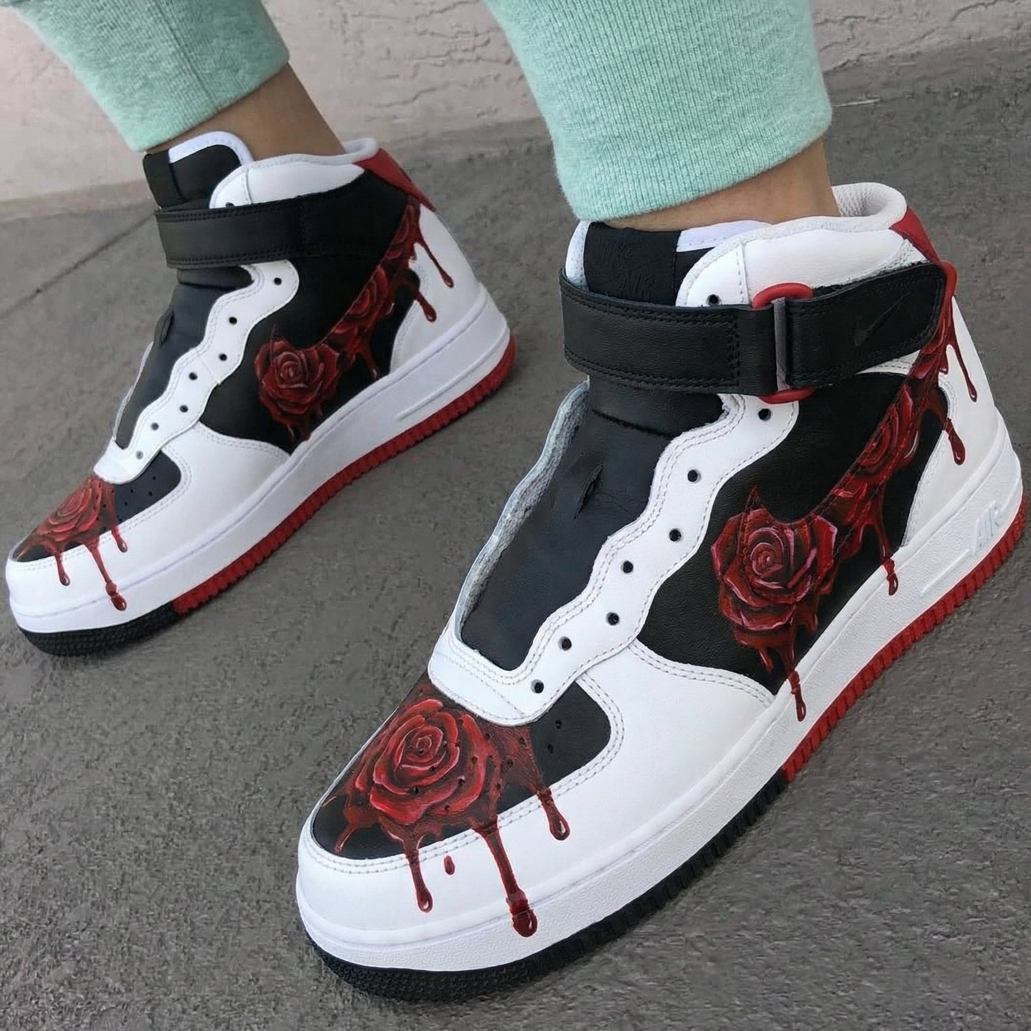 Black White Red Rose Custom Air Force 1-shecustomize