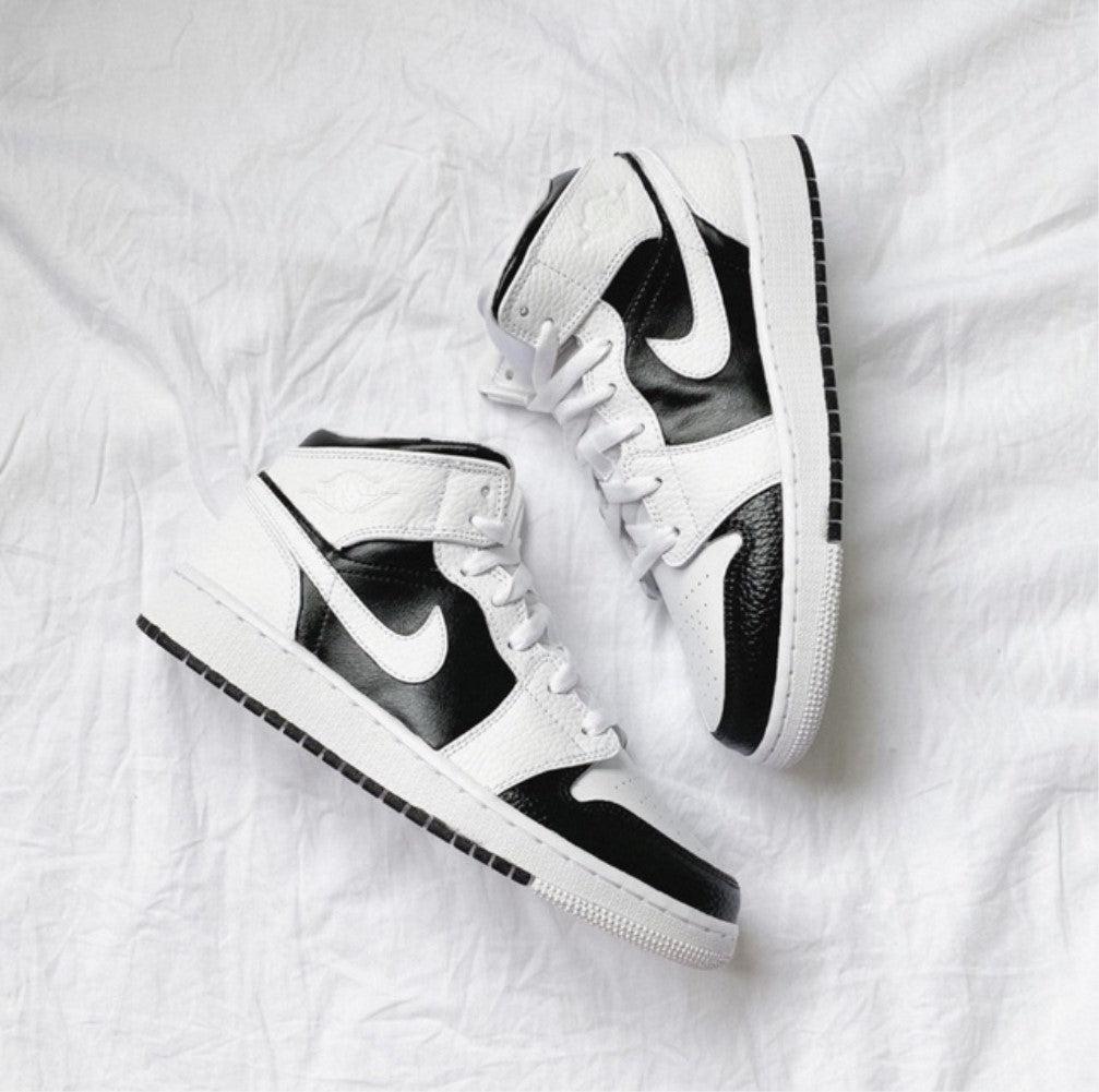 Black White Swoosh Custom Air Jordan 1-shecustomize