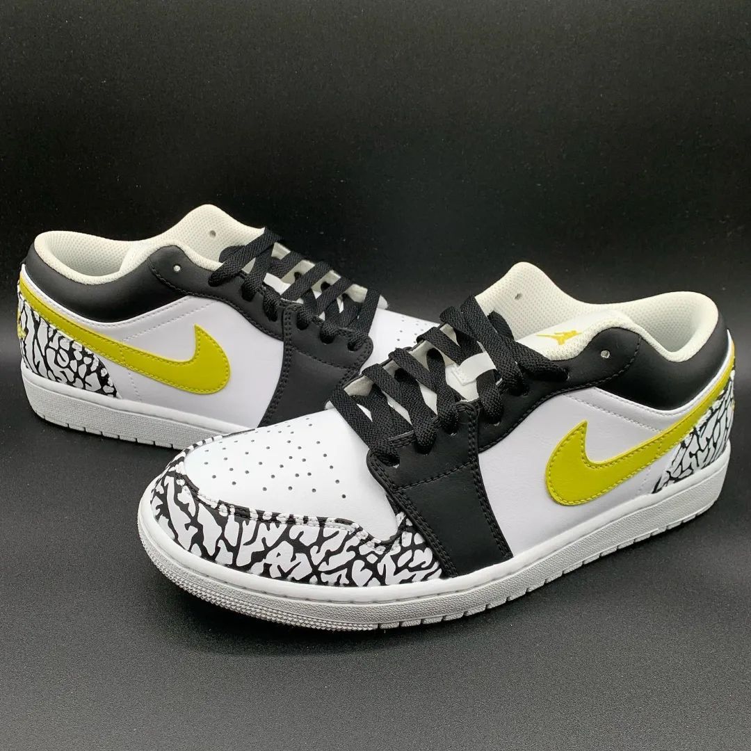 Black Yellow Crackle Custom Air Jordan 1-shecustomize
