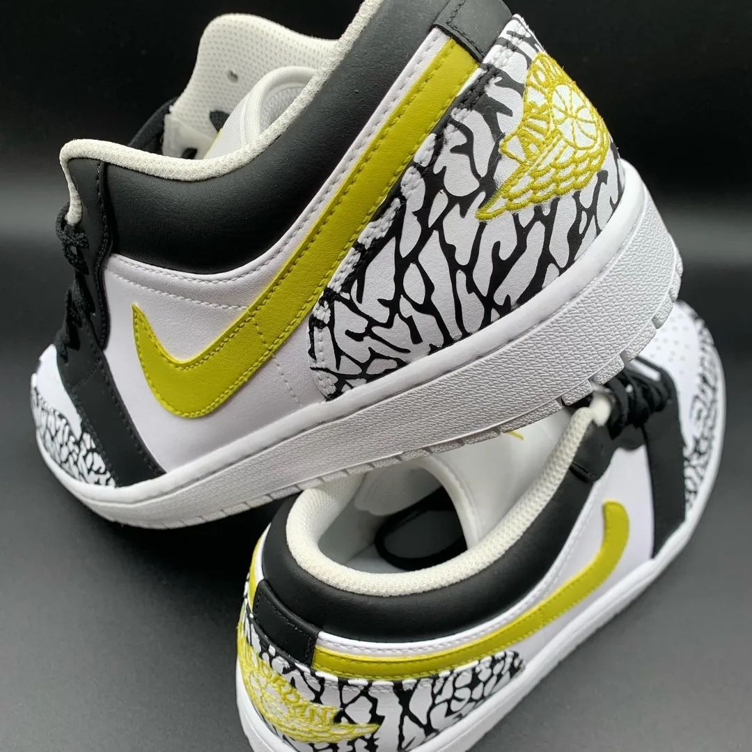 Black Yellow Crackle Custom Air Jordan 1-shecustomize