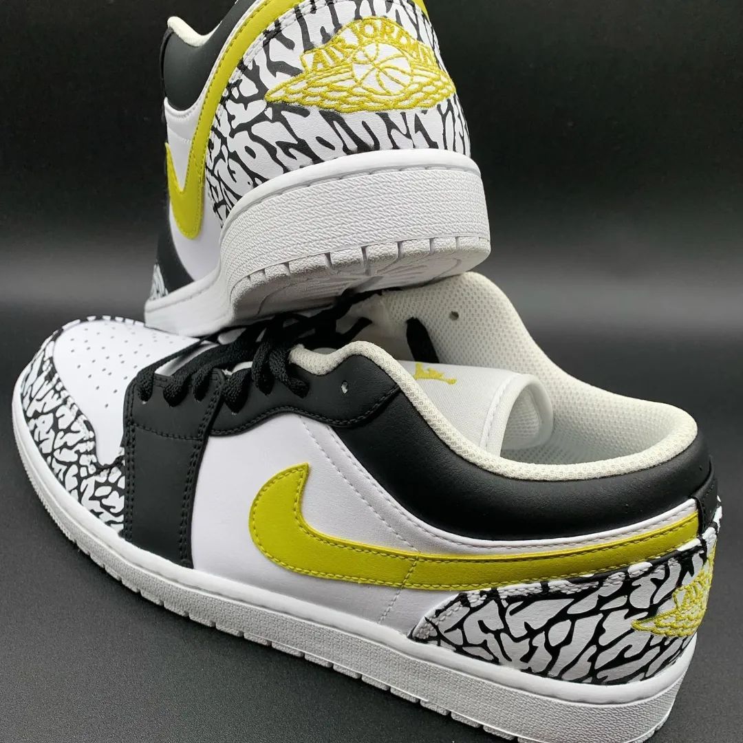 Black Yellow Crackle Custom Air Jordan 1-shecustomize