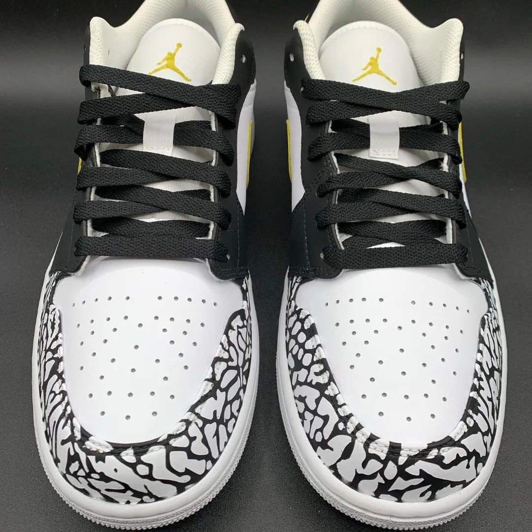 Black Yellow Crackle Custom Air Jordan 1-shecustomize