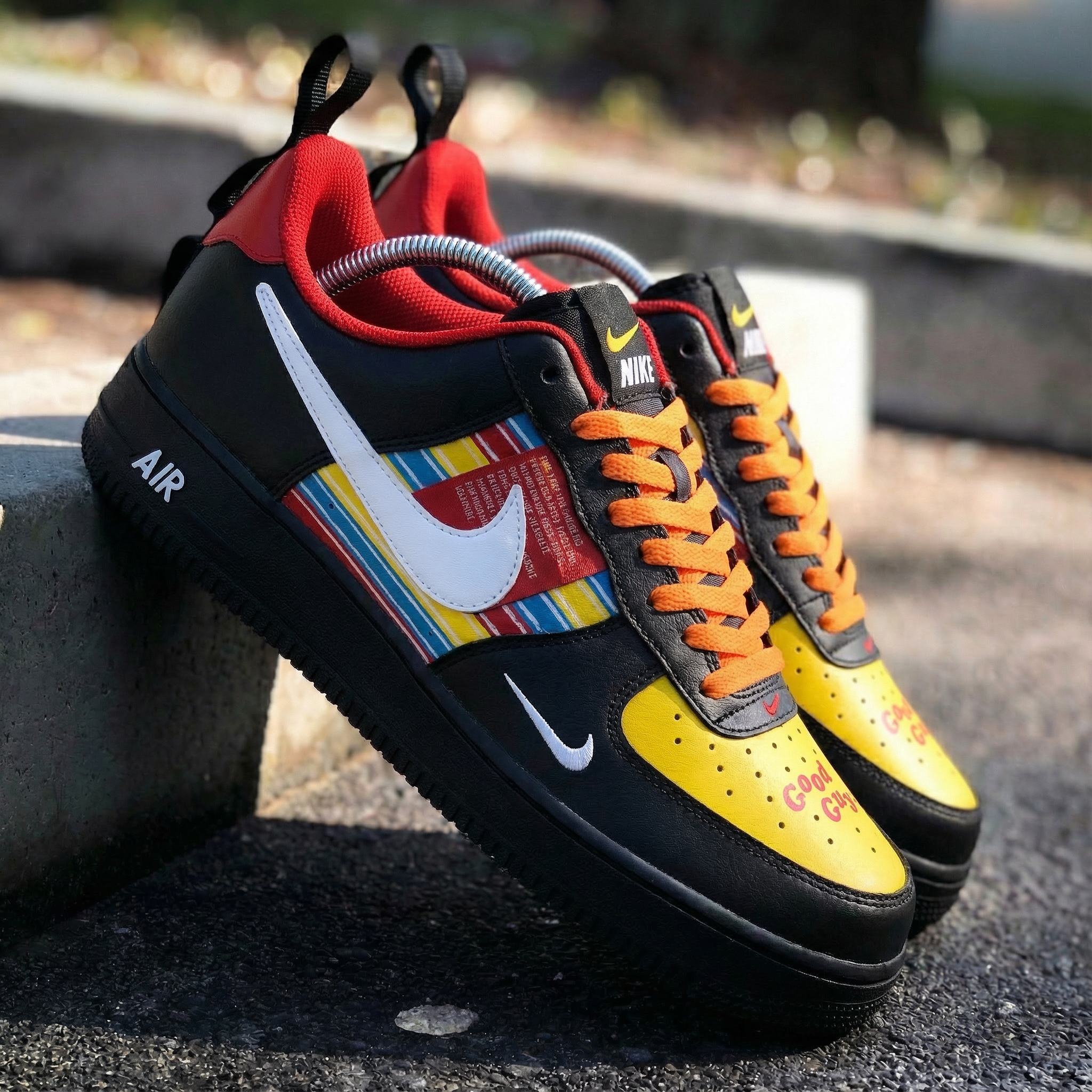 Black Yellow Red Striped Custom Air Force 1-shecustomize