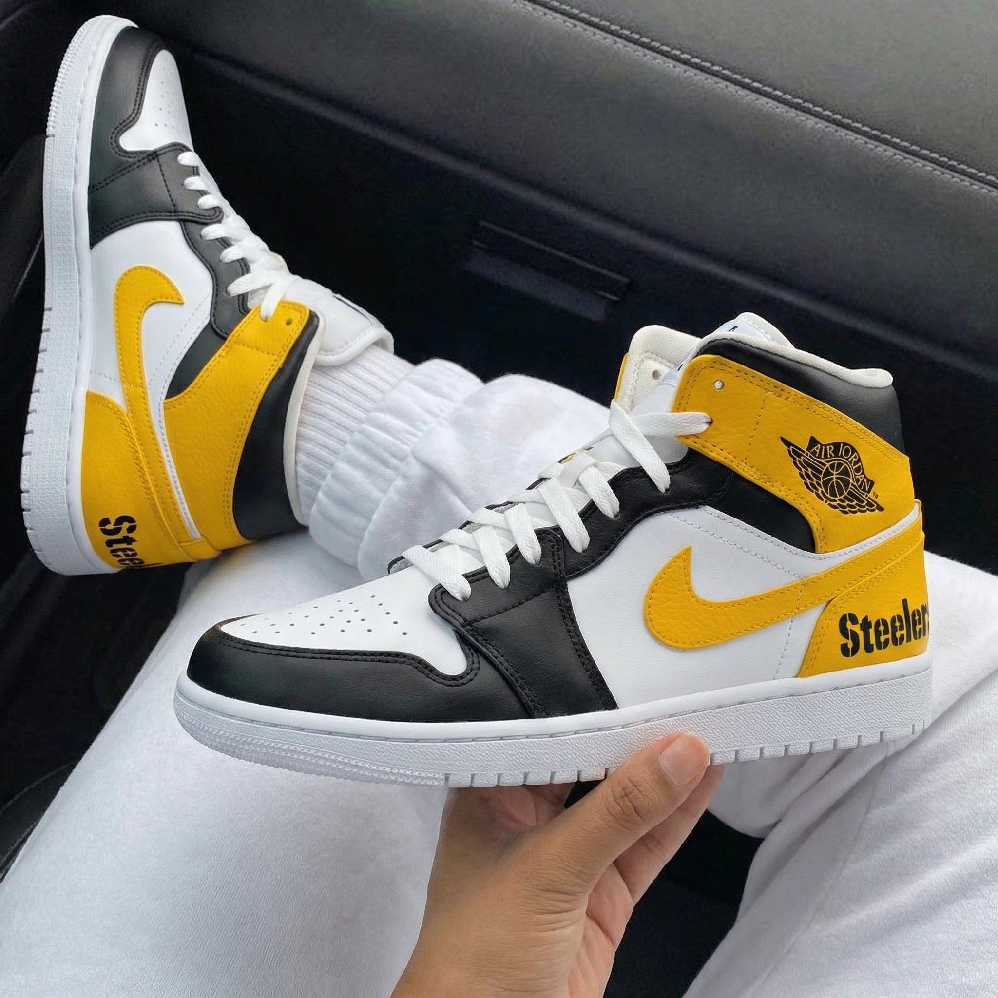 Black Yellow White Steelers Custom Air Jordan 1-shecustomize