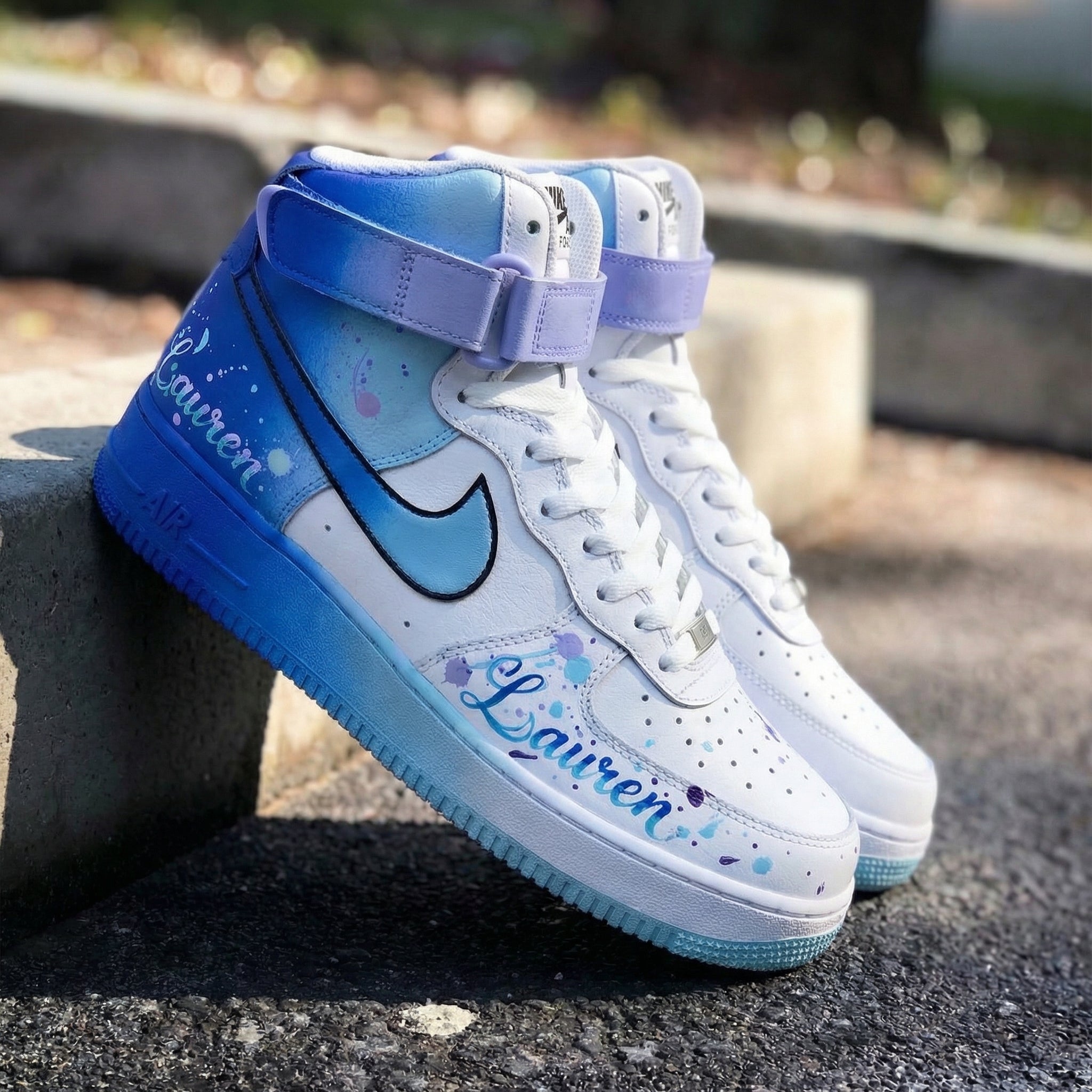 Blue Baby - Blue Purple Splatter Custom Air Force 1-shecustomize