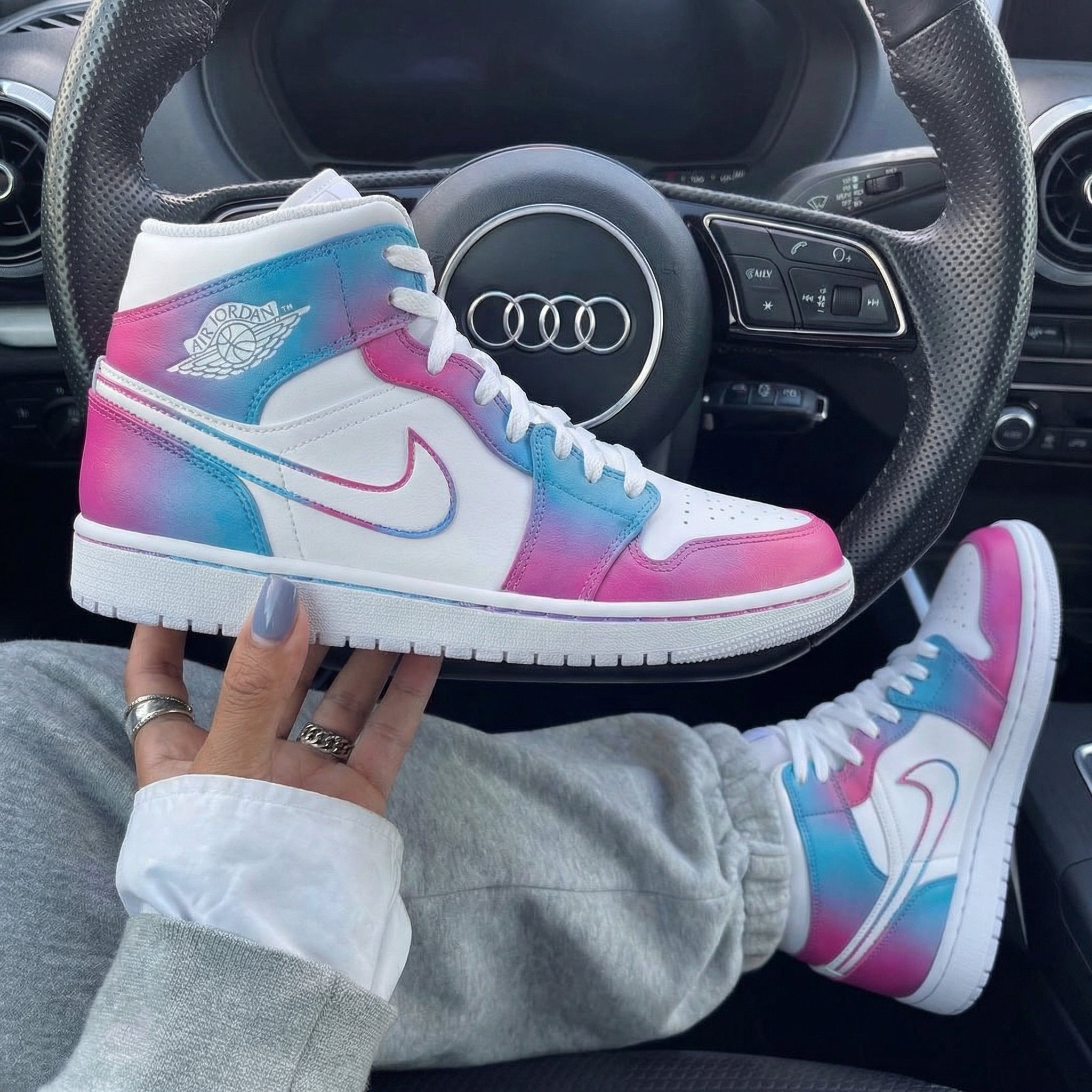 Blue Baby Pink Gradient Custom Air Jordan 1-shecustomize
