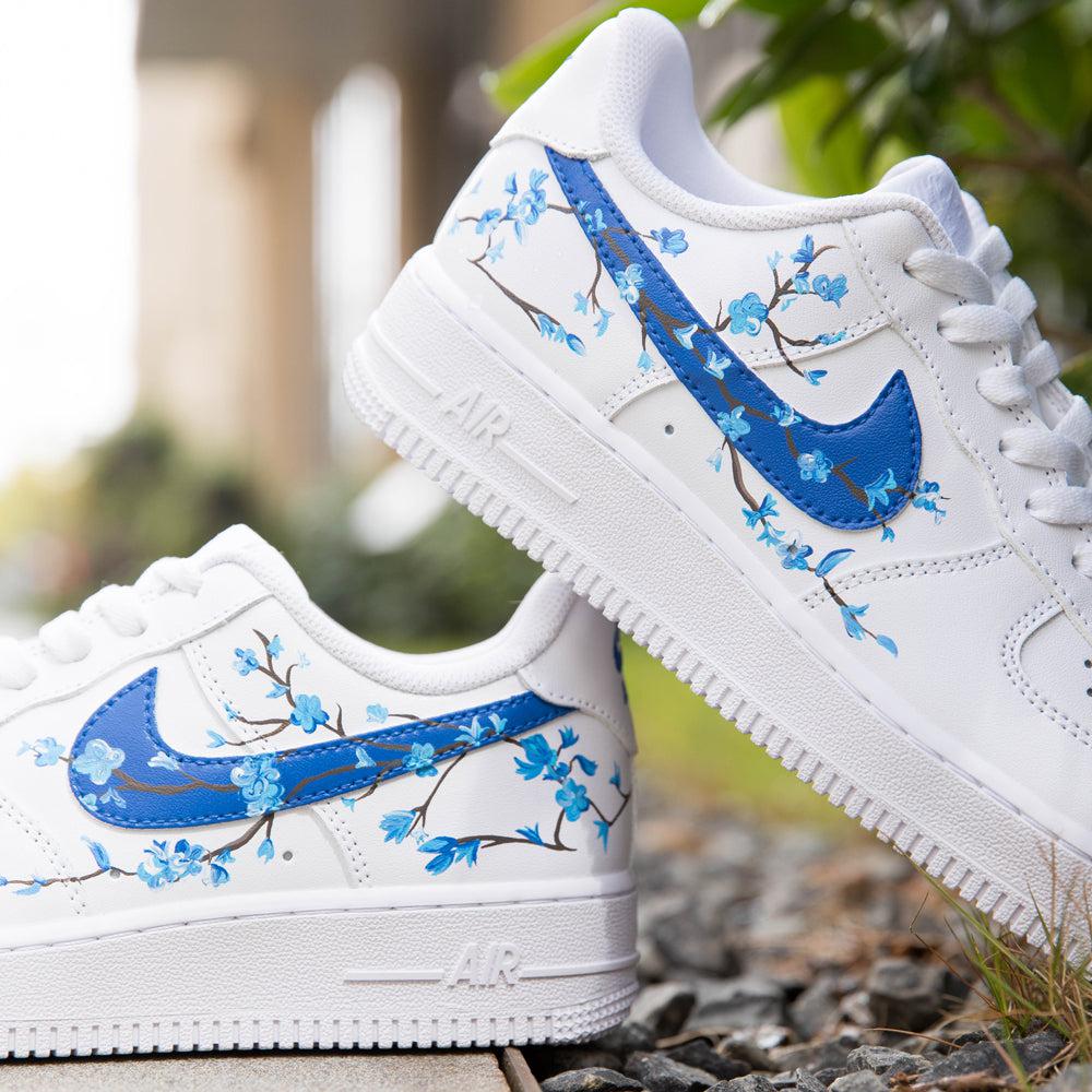 Blue Flowers Air Force 1s Custom Shoes Sneakers-shecustomize