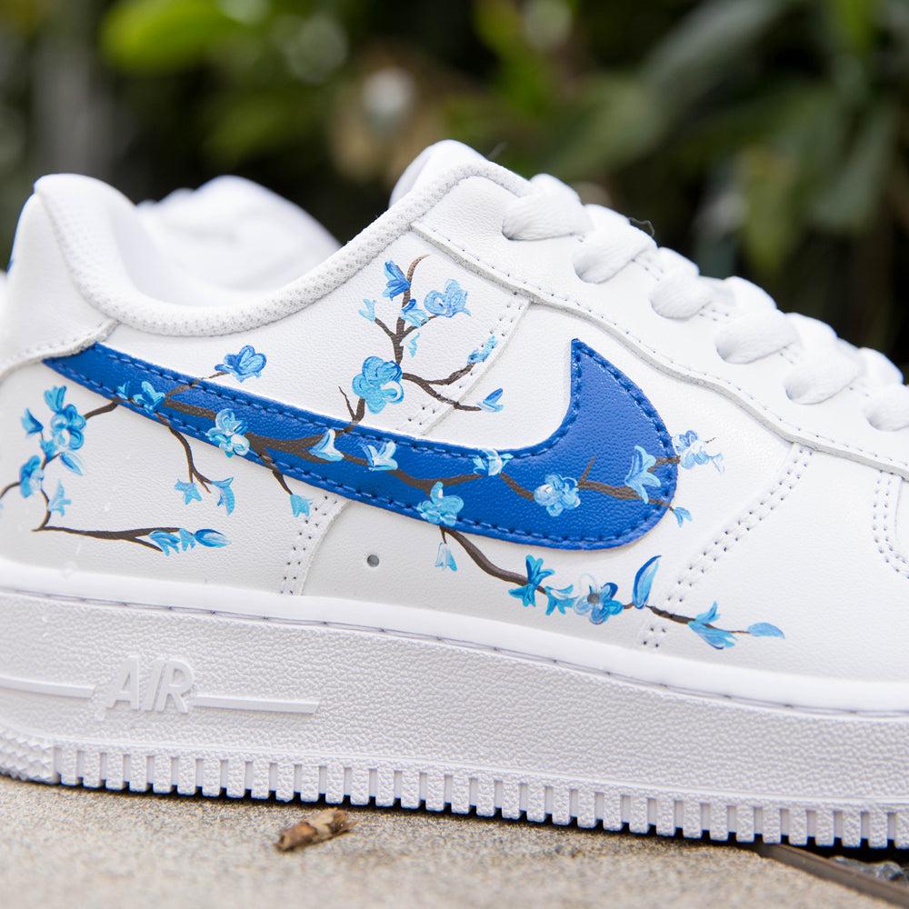 Blue Flowers Air Force 1s Custom Shoes Sneakers-shecustomize