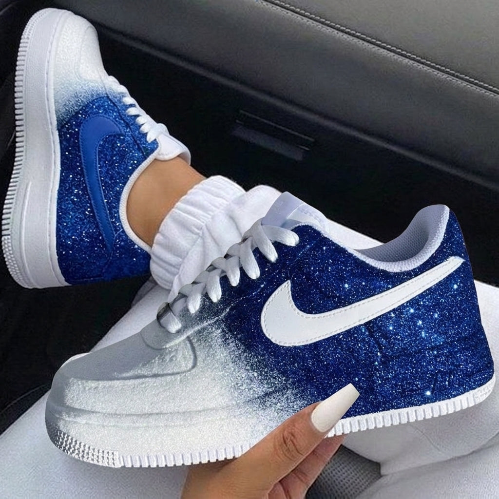 Blue Glitter Gradient White Custom Air Force 1