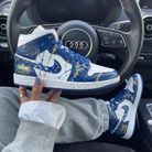 Blue Gold Splatter Custom Air Jordan 1-shecustomize