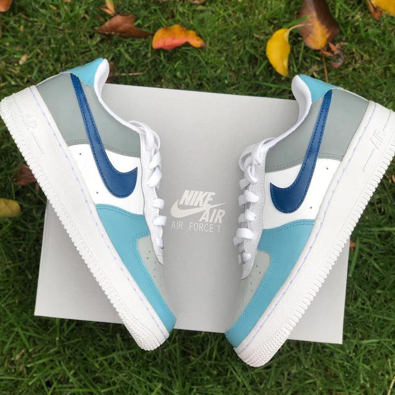 Blue and Gray CUSTOM Air Force 1's-shecustomize