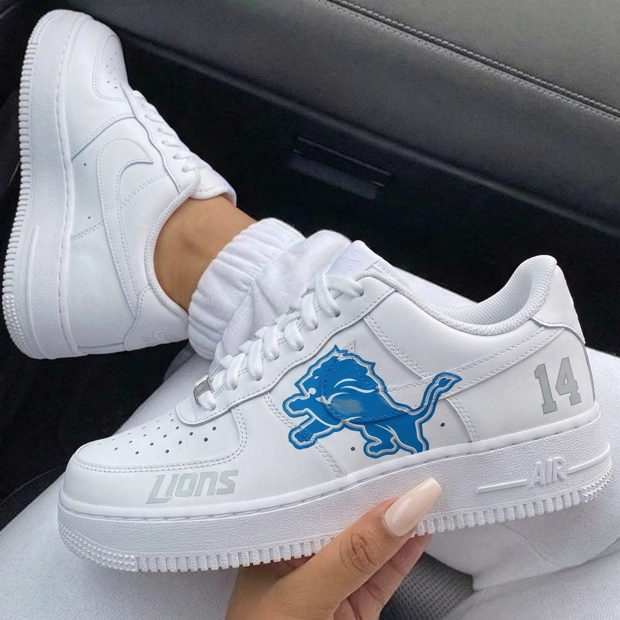 Blue Gray Lion Logo Number 14 Custom Air Force 1-shecustomize