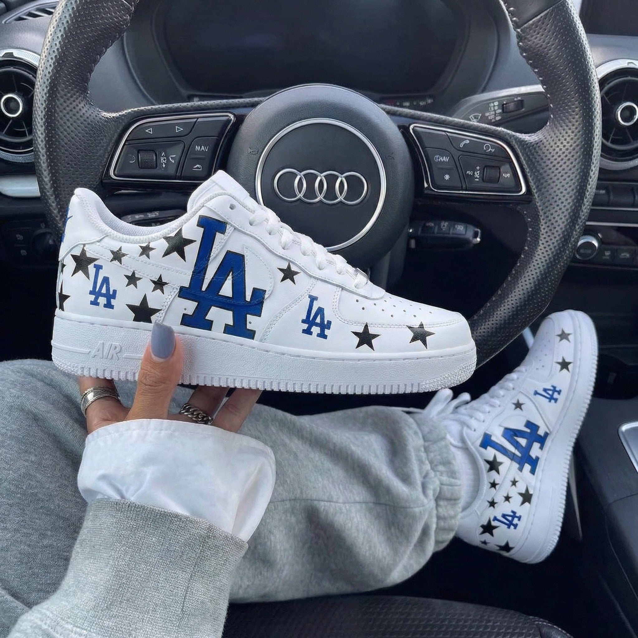 Blue LA Logo Black Stars Custom Air Force 1-shecustomize