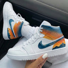Blue Orange Mountain Sunset Gradient Custom Air Jordan 1-shecustomize