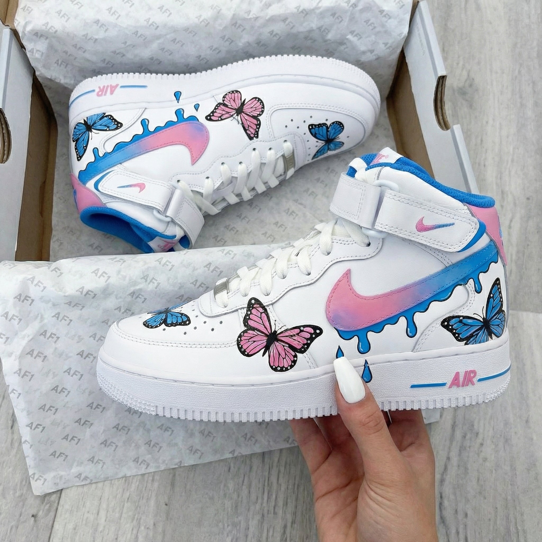Blue Pink Butterflies Custom Air Force 1-shecustomize