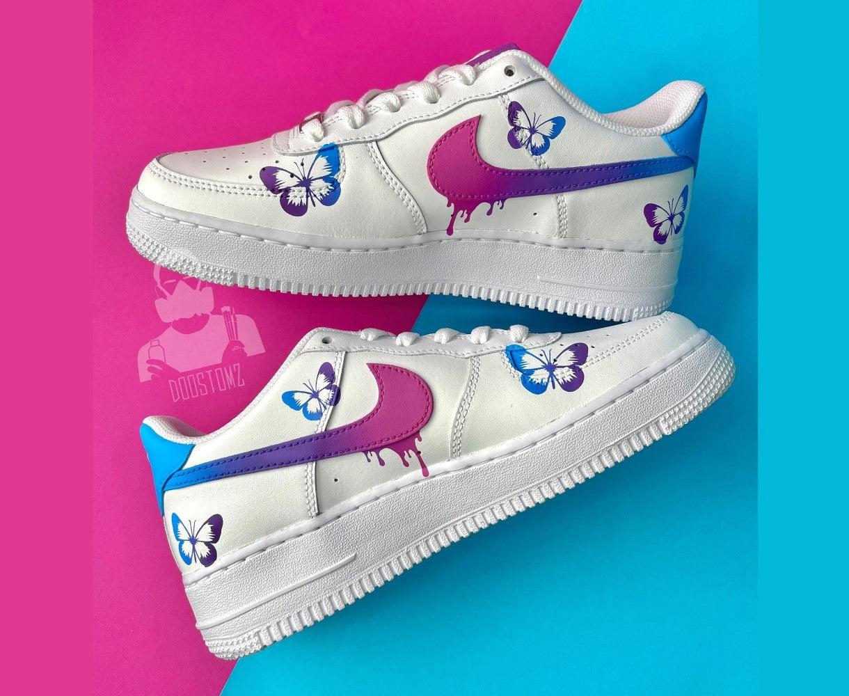 Blue Pink Butterfly Custom Air Force 1-shecustomize