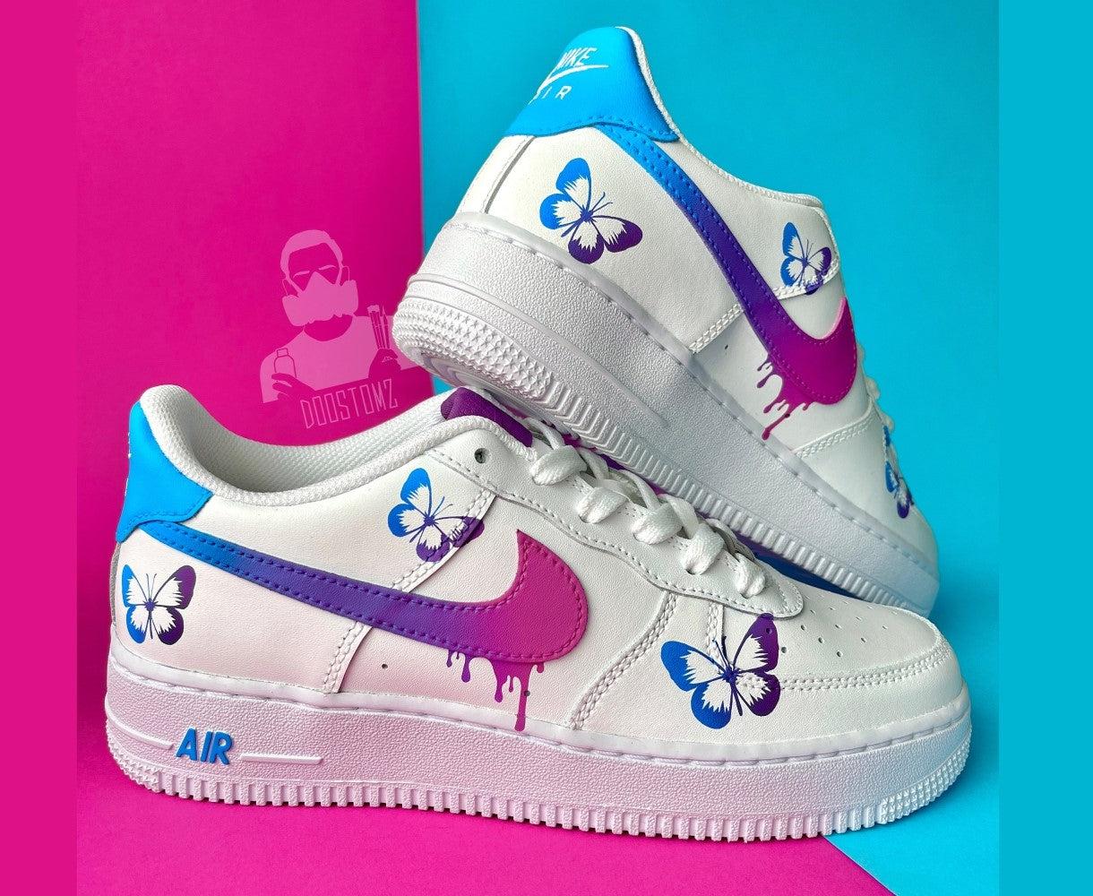 Blue Pink Butterfly Custom Air Force 1-shecustomize