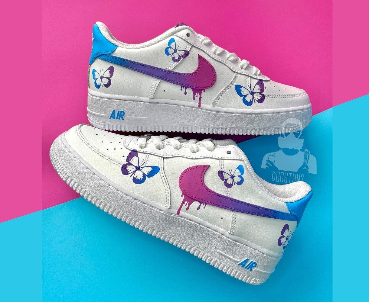 Blue Pink Butterfly Custom Air Force 1-shecustomize