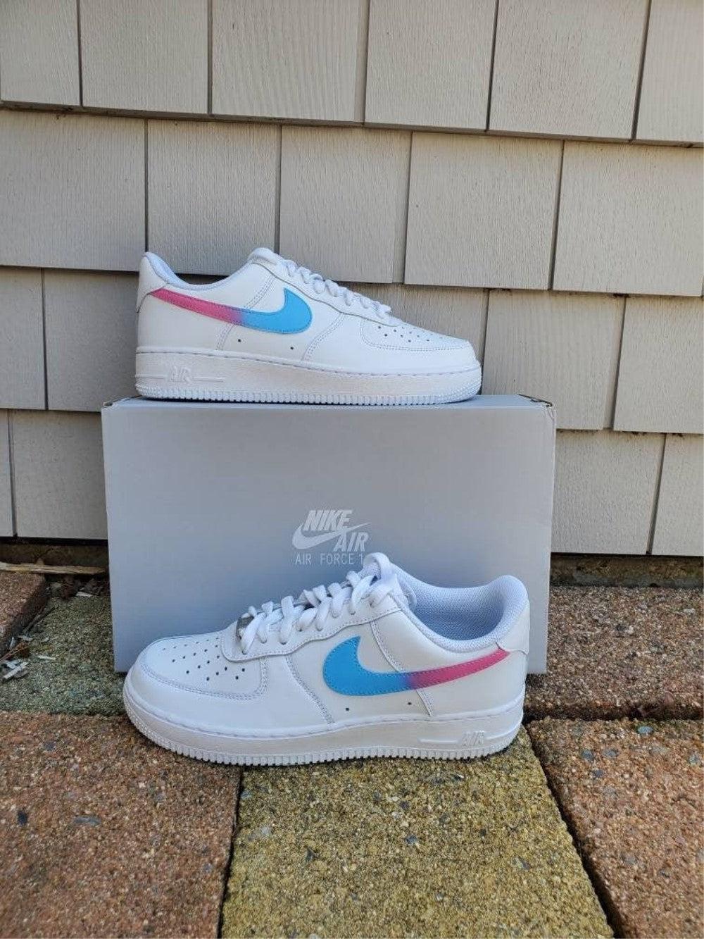 Blue Pink Custom Air Force 1-shecustomize