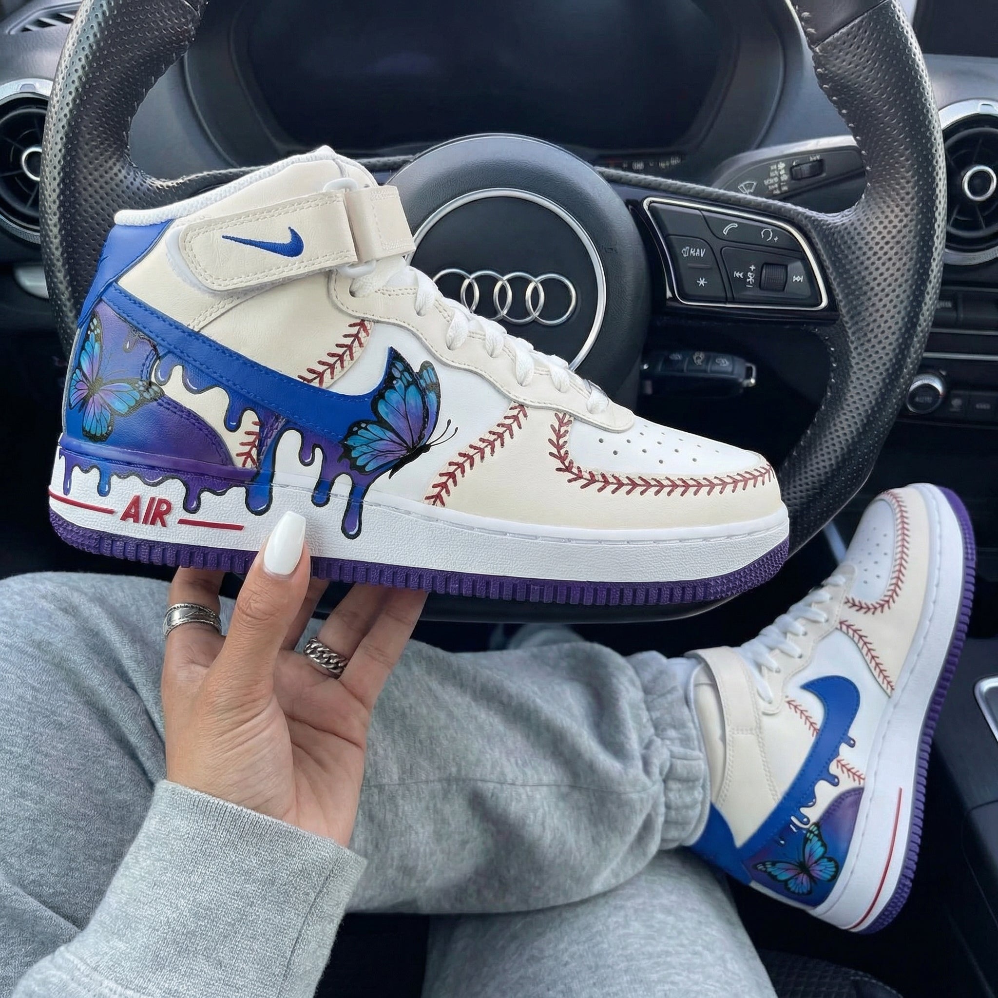 Blue Purple Butterflies Custom Air Force 1-shecustomize