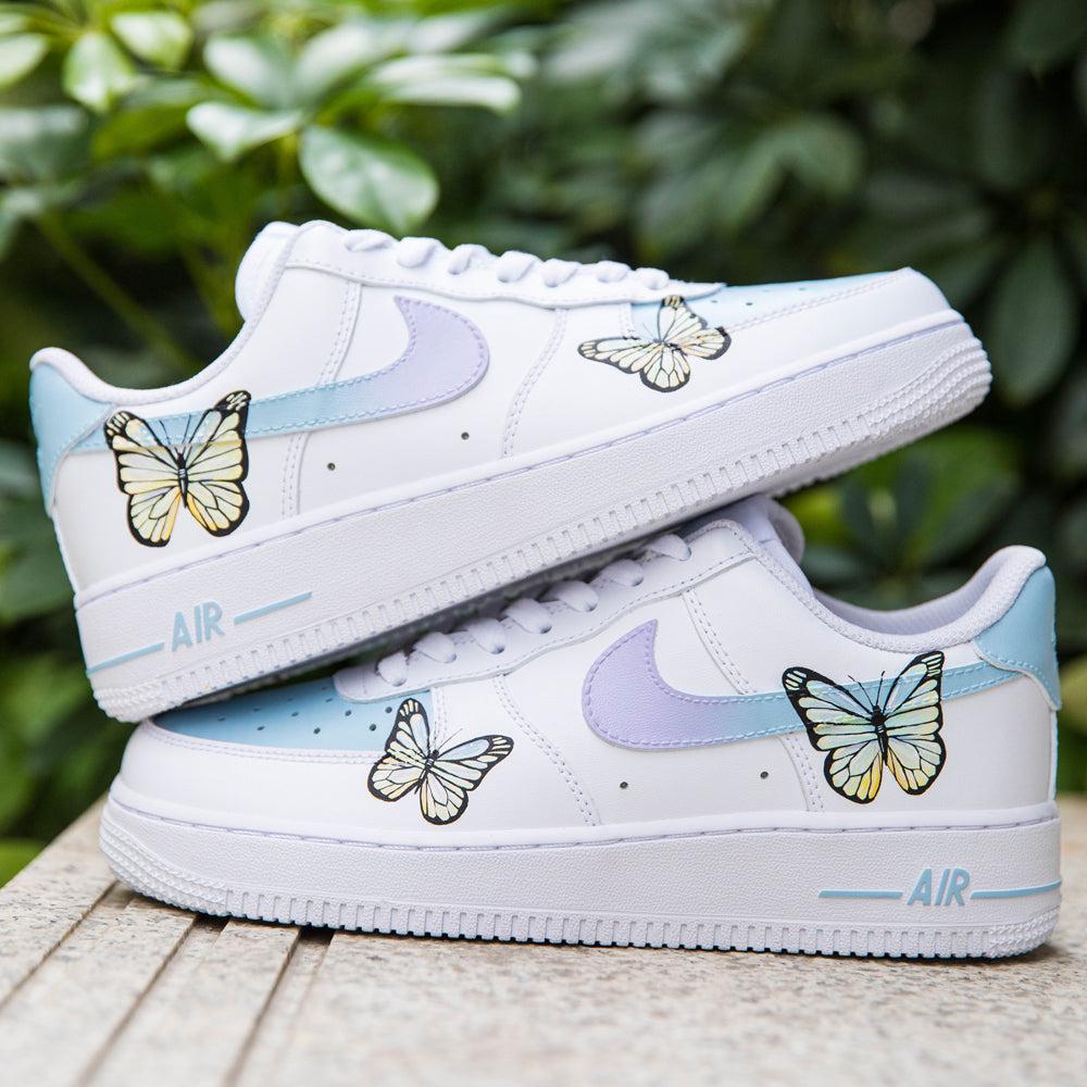 Blue Purple Butterfly Air Force 1s Custom Shoes Sneakers-shecustomize