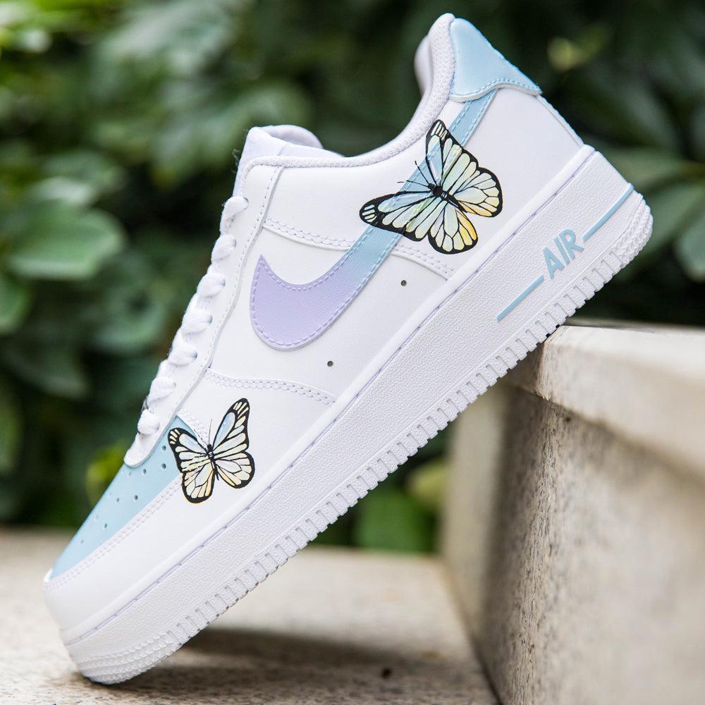 Blue Purple Butterfly Air Force 1s Custom Shoes Sneakers-shecustomize